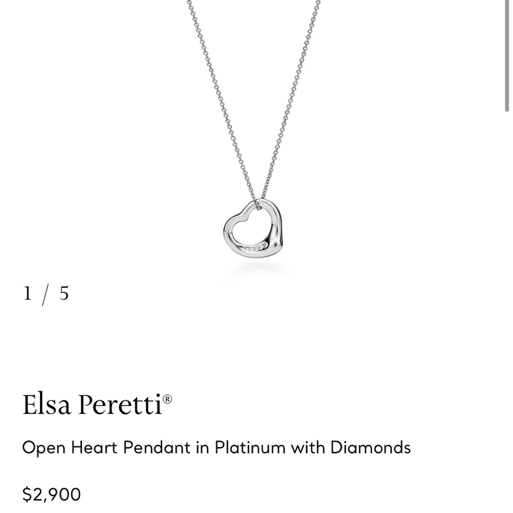 Tiffany Diamond Platinum Elsa Peretti Open Heart Pendant $2,900